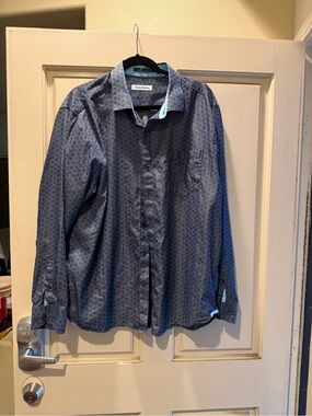 Tommy Bahama Navy Patterned Long Sleeve Button-Down Shirt